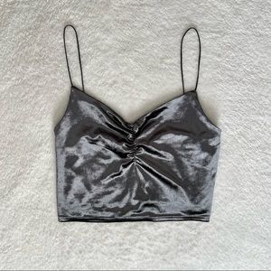 Topshop Shiny Metallic Crop Top